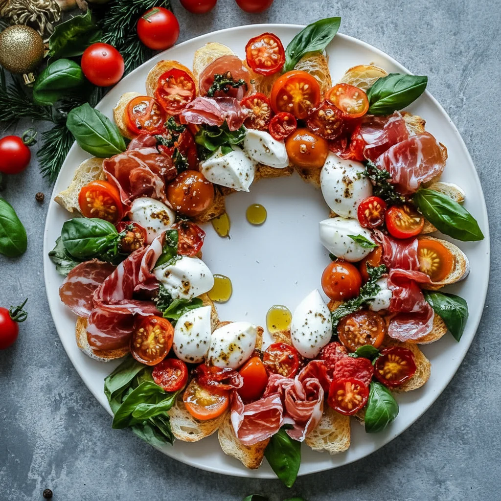 Christmas Bruschetta Wreath Appetizer