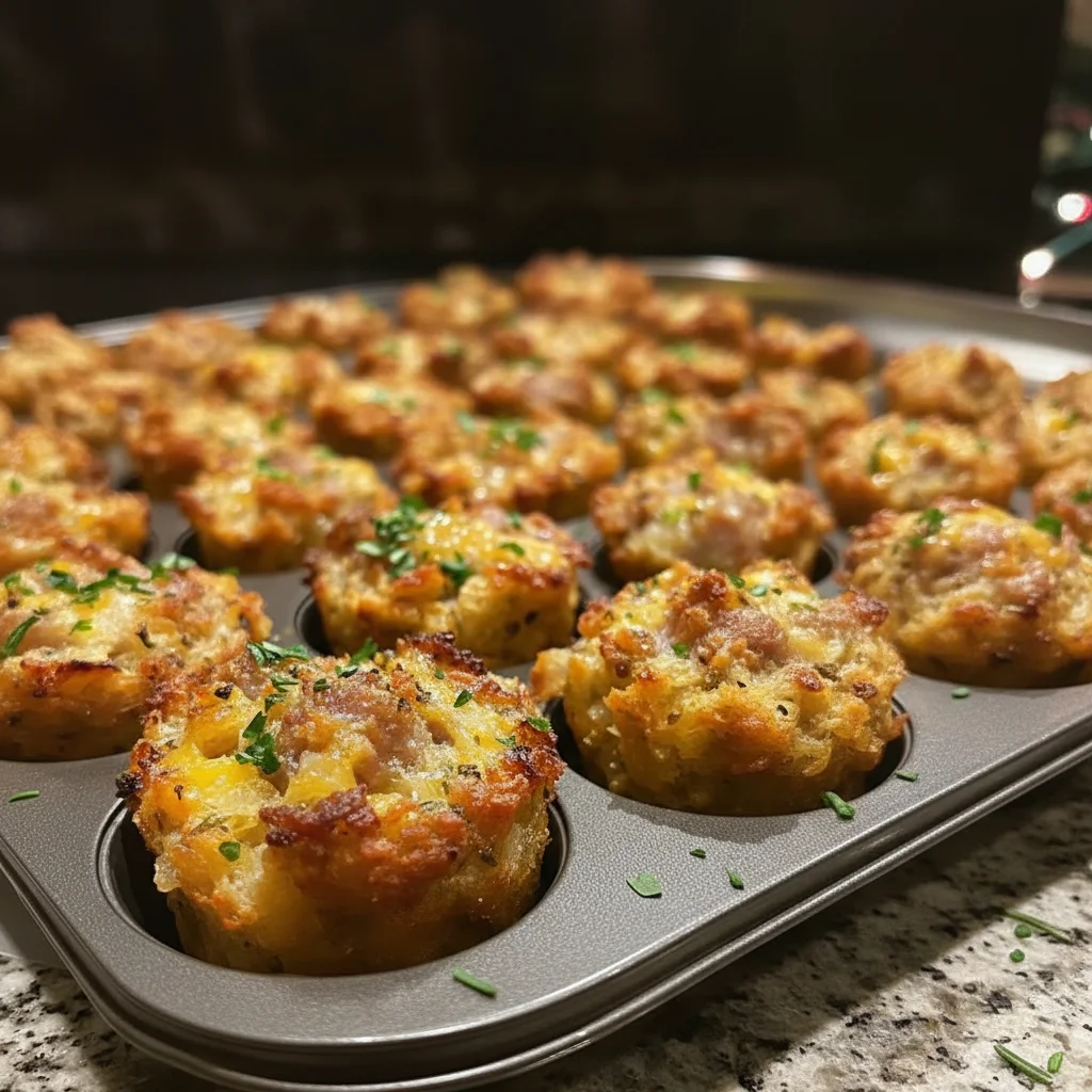 Christmas Sausage Stuffing Bites Appetizer