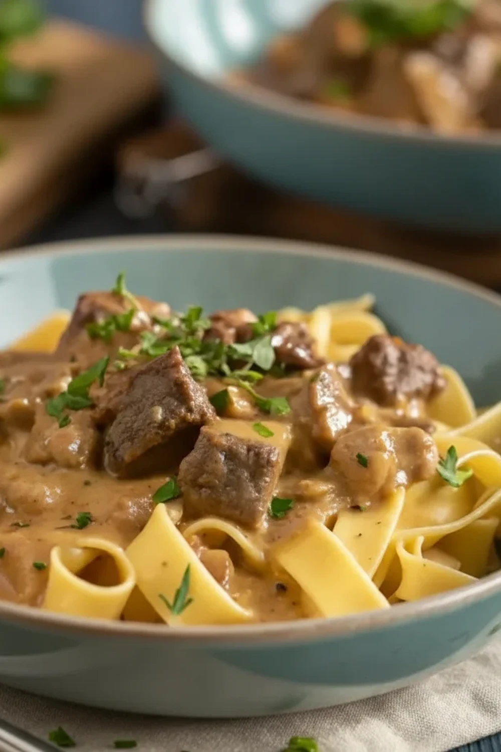 Creamy Beef Stroganoff Egg Noodles