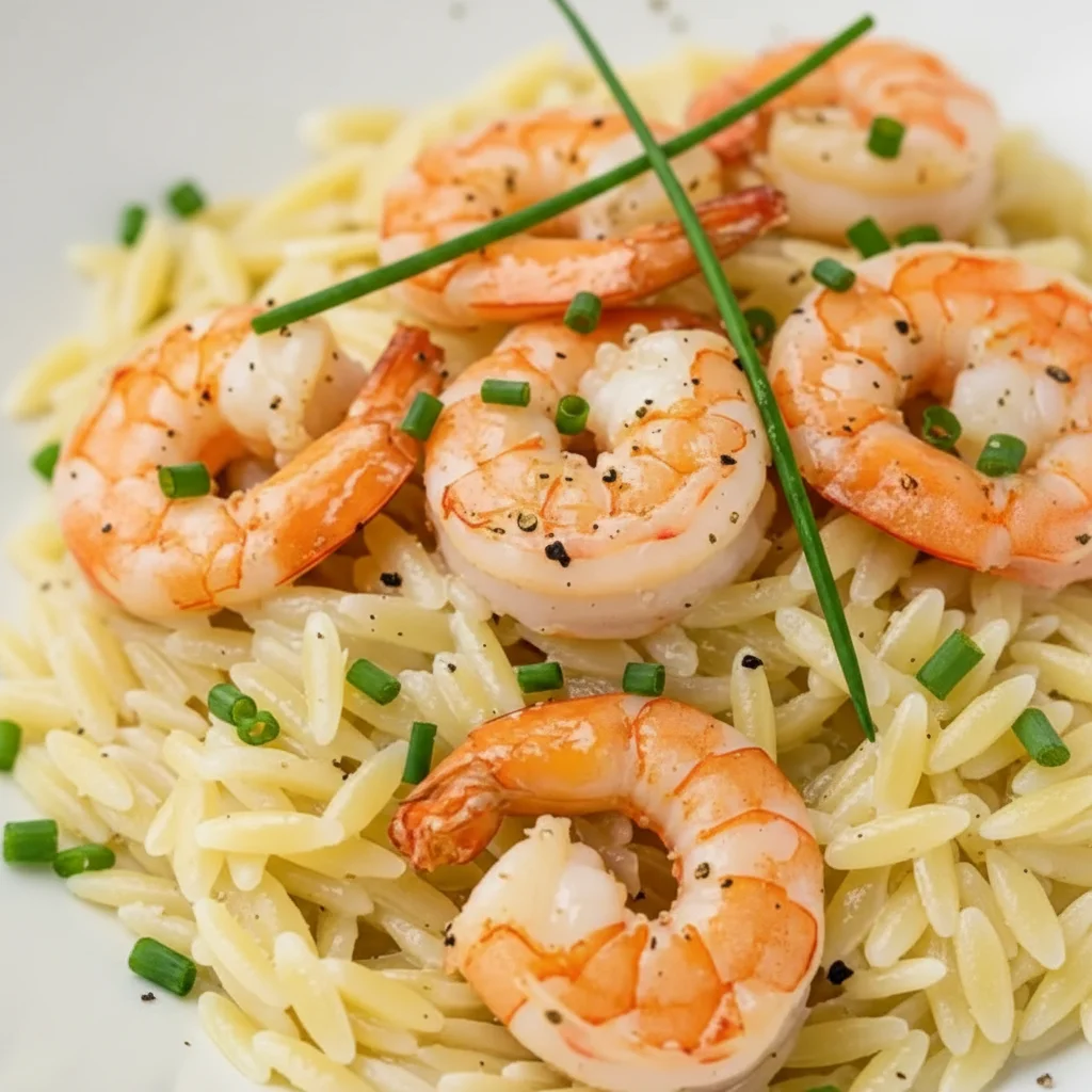 Lemon Garlic Shrimp Orzo