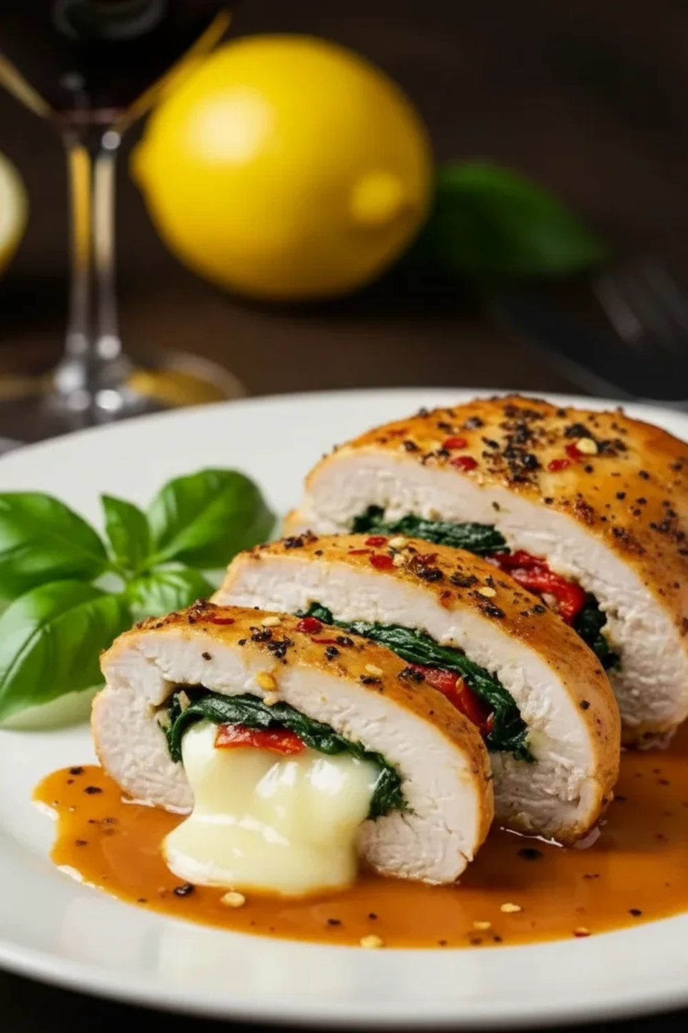 Roasted Red Pepper Mozzarella Stuffed Chicken