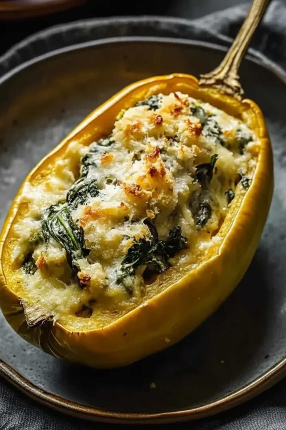 Spinach Artichoke Stuffed Spaghetti Squash