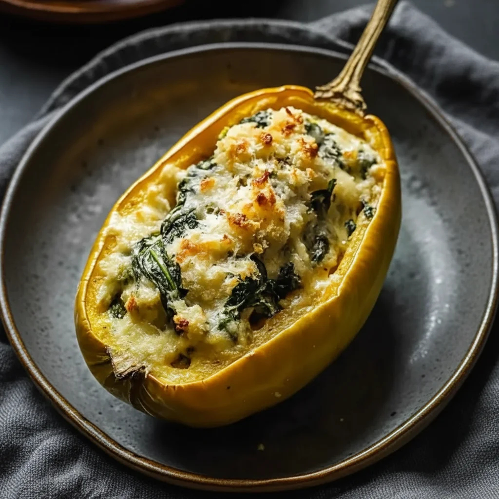 Spinach Artichoke Stuffed Spaghetti Squash