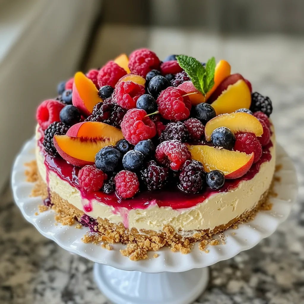 Summer Berry Peach Cheesecake Recipe