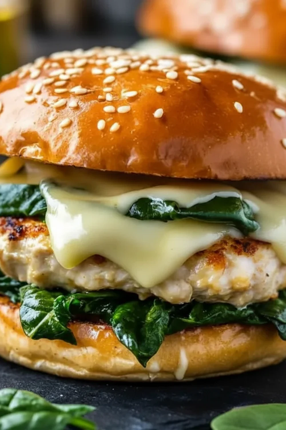 White Cheddar Spinach Chicken Burgers