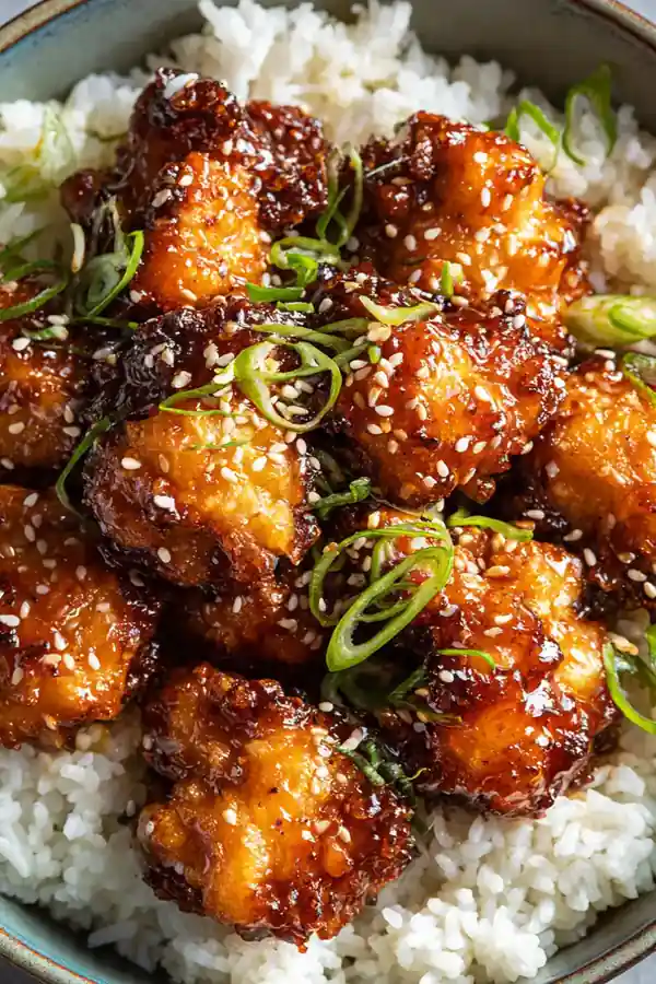 Air Fryer Sticky Honey Sesame Chicken Bowl