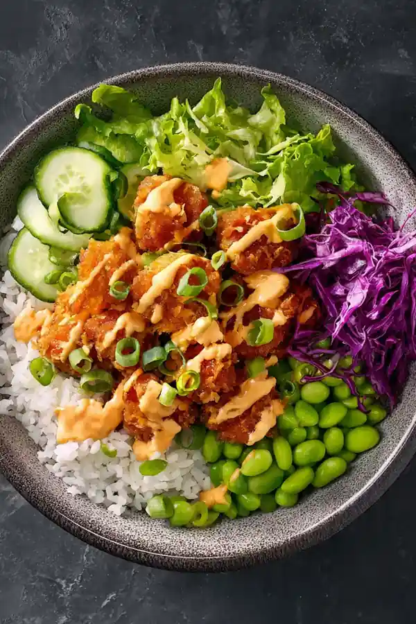 Bang Bang Chicken Bowl with Edamame