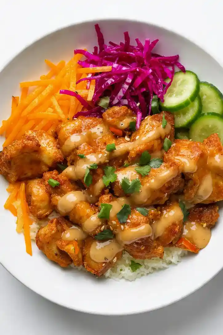 Bang Bang Chicken Bowl with Pickled Vegetables