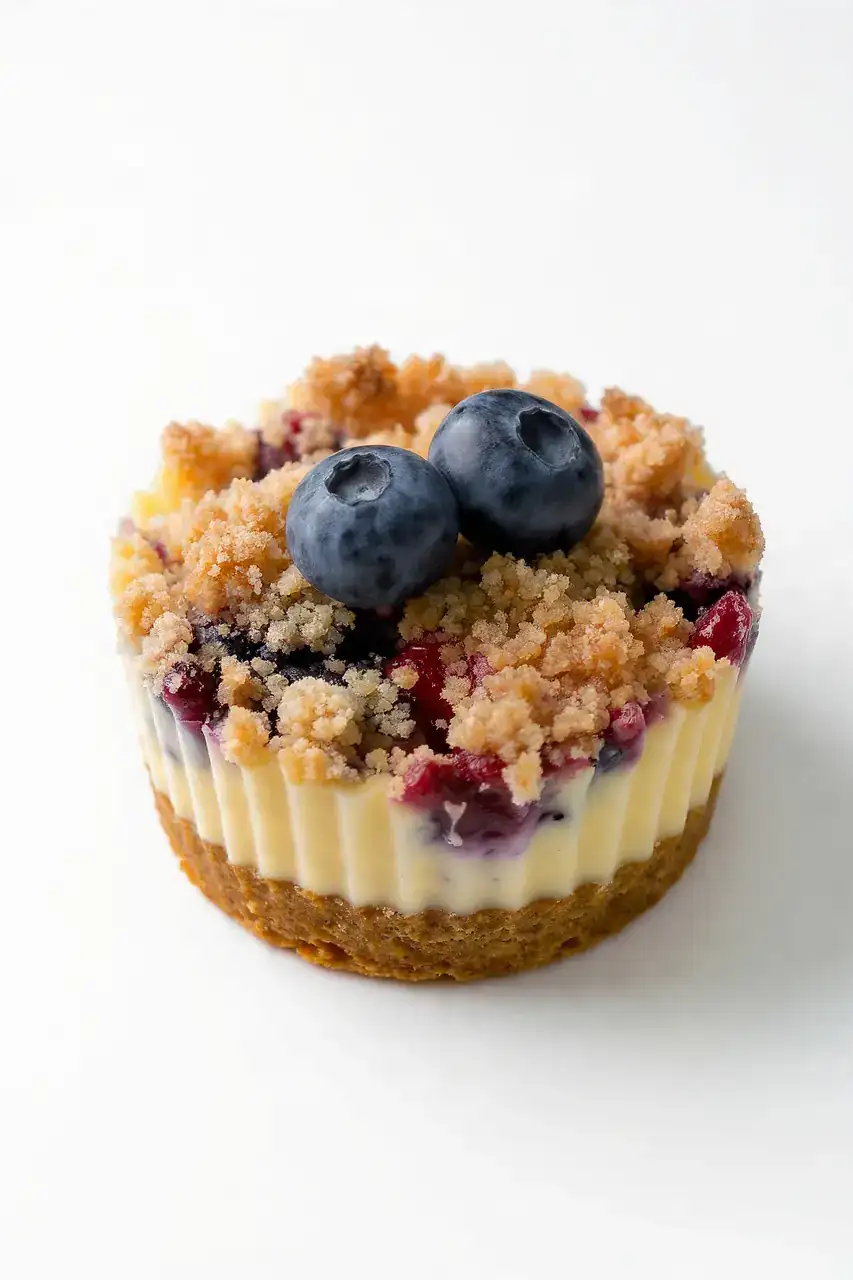 Blueberry Crumble Mini Cheesecake Bites