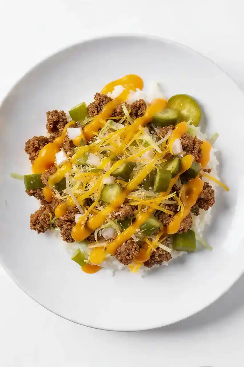 Cauliflower Rice Big Mac Bowl