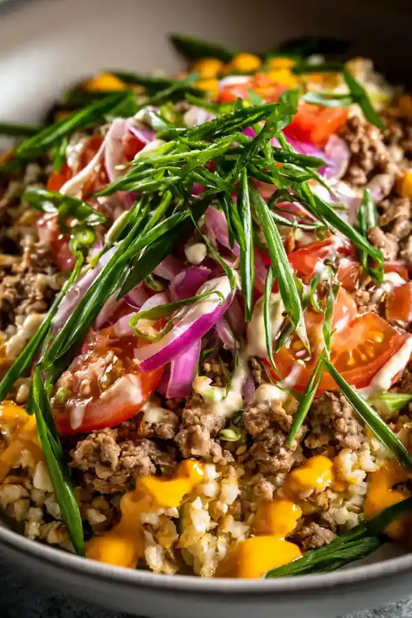 Cauliflower Rice Ground Beef Bowl
