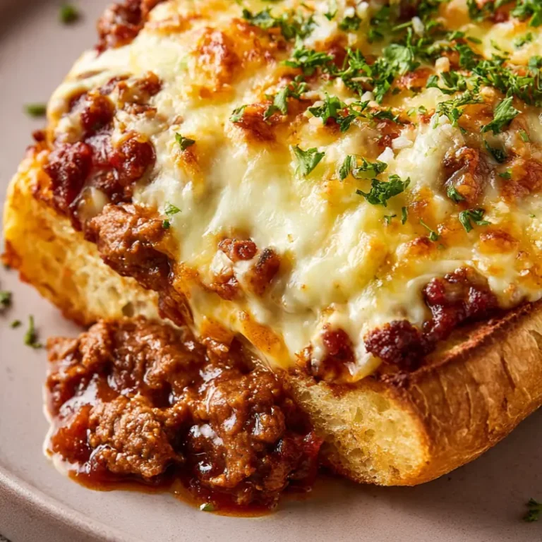 Cheesy Sloppy Joe Garlic Bread Bake