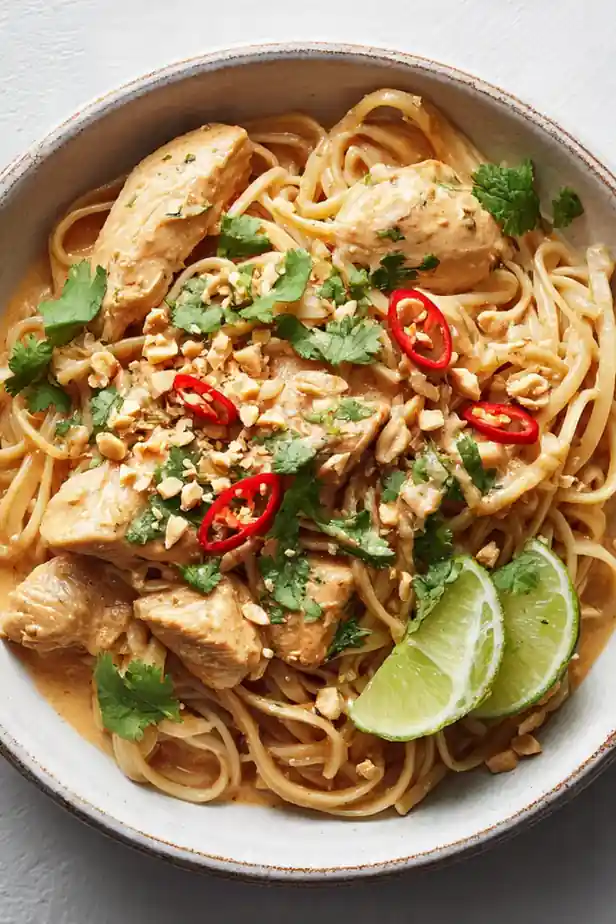 Creamy Coconut Peanut Chicken Noodles