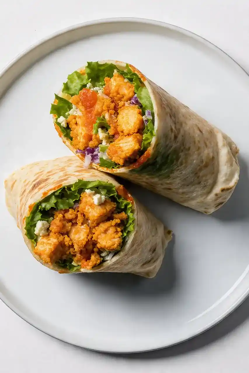 Crispy Buffalo Chicken Wraps with Blue Cheese Slaw