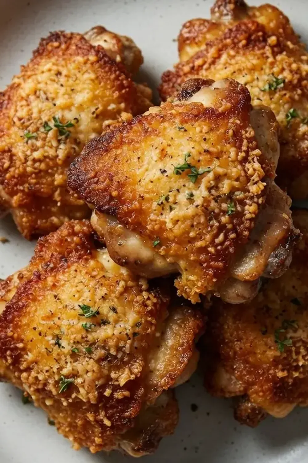 Crispy Parmesan Crusted Chicken Thighs