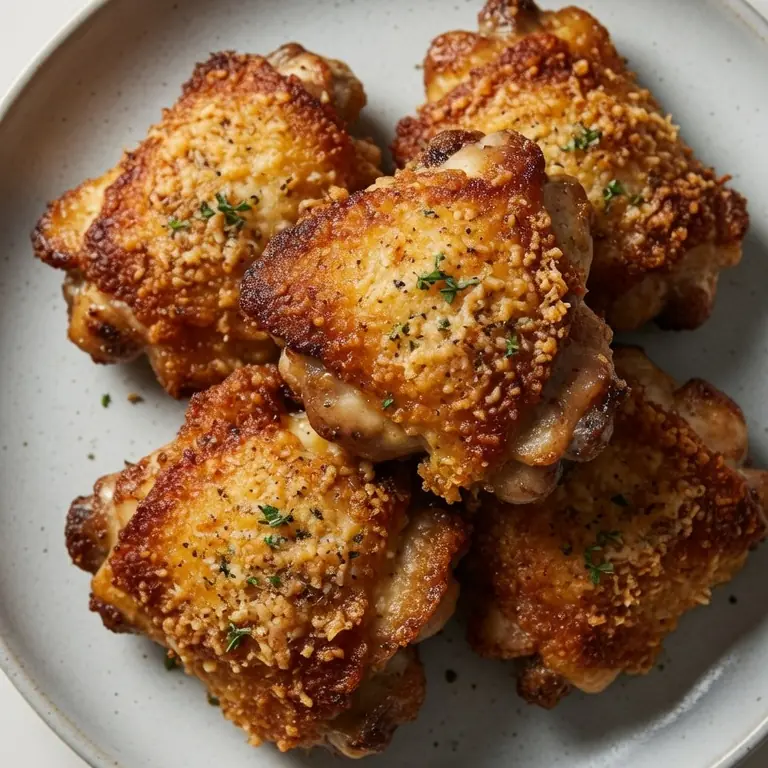 Crispy Parmesan Crusted Chicken Thighs