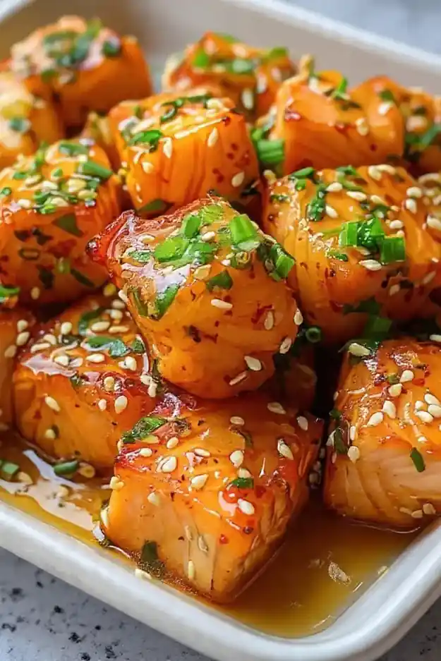 Garlic Butter Honey Garlic Salmon Bites