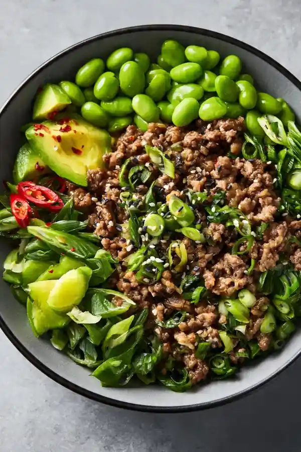 Ginger-Sesame Ground Beef Bowl