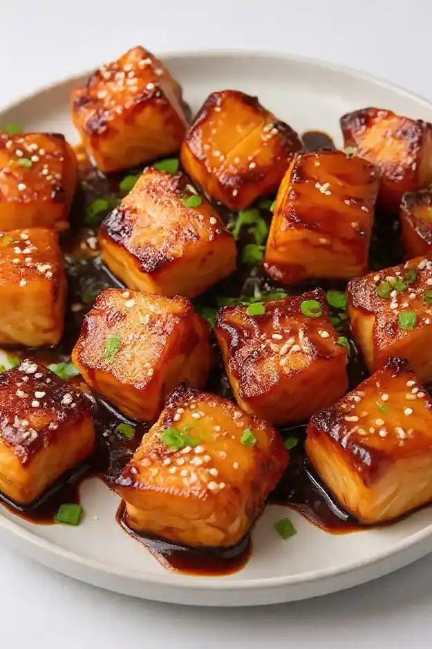 Ginger & Spring Onion Honey Garlic Salmon Bites