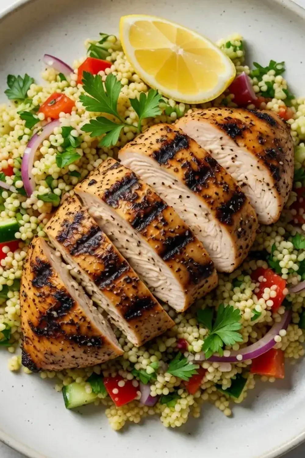 Grilled Lemon Pepper Chicken with Couscous Salad
