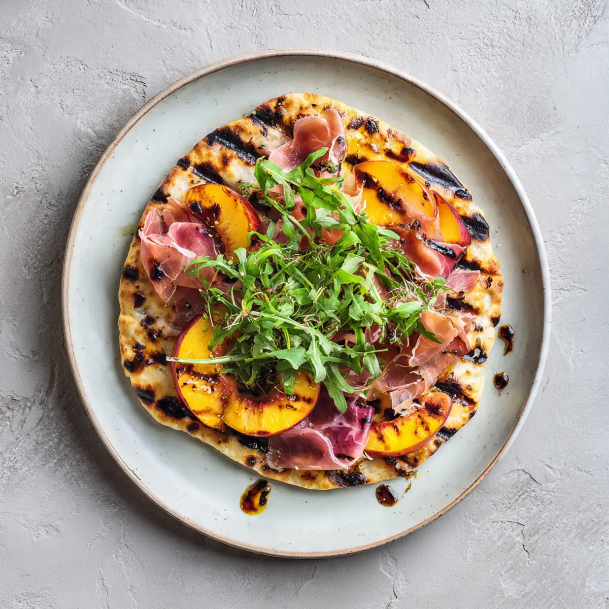 Grilled Peach & Prosciutto Flatbread