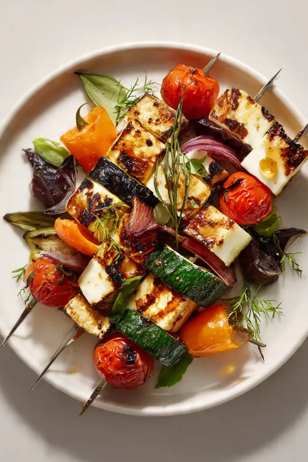 Grilled Veggie & Halloumi Skewers