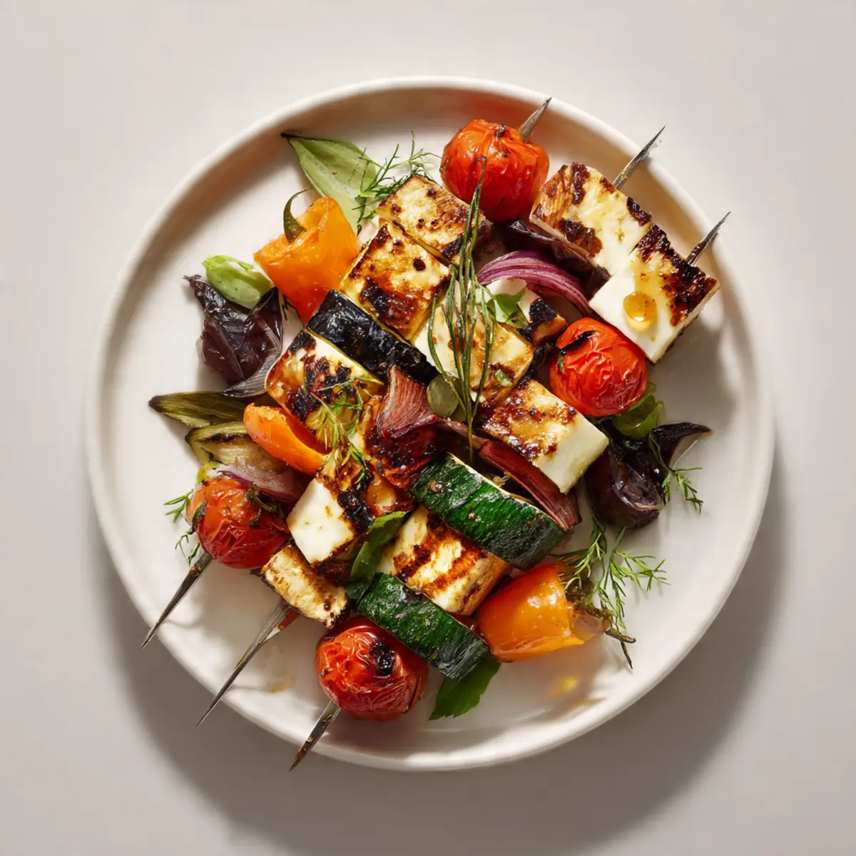 Grilled Veggie & Halloumi Skewers