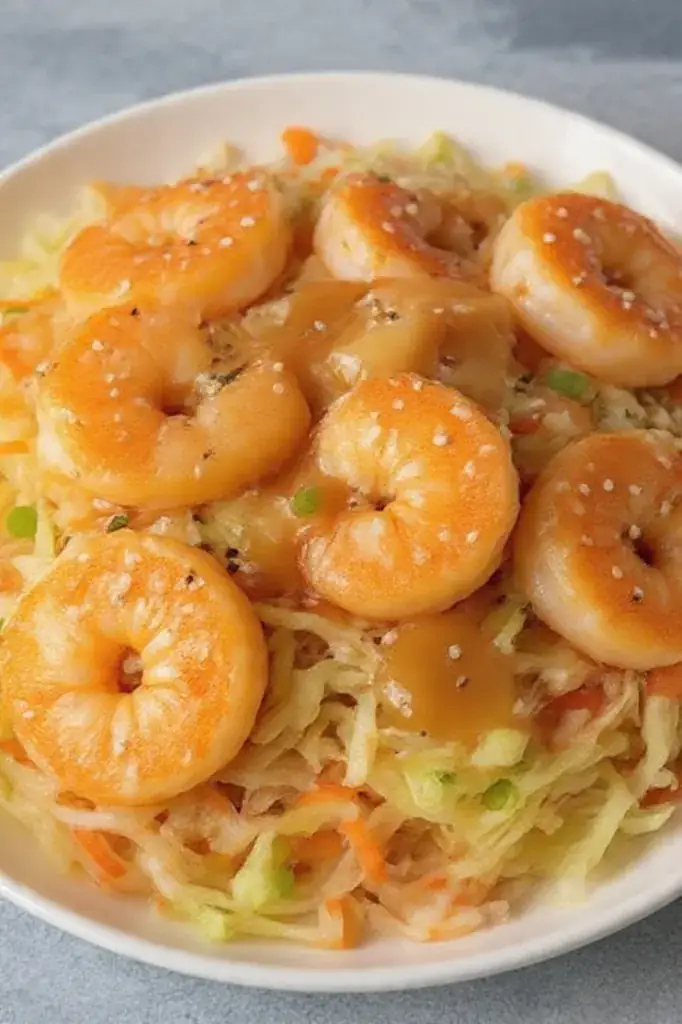 Lemon Garlic Shrimp with Asian Slaw and Sesame Dressing