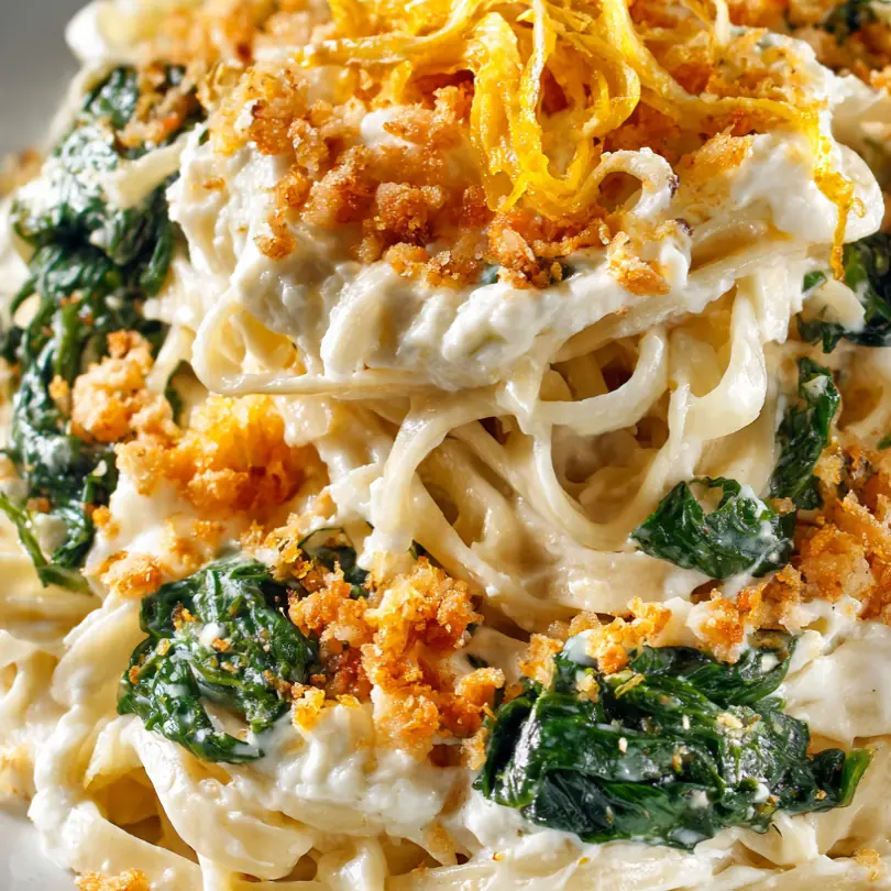 Lemon Ricotta Pasta With Spinach & Breadcrumbs