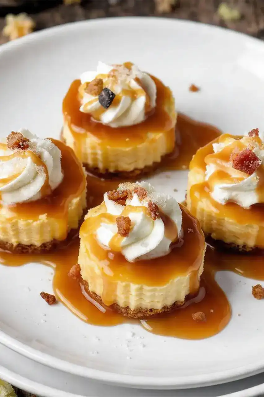 Salted Caramel Mini Cheesecake Bites