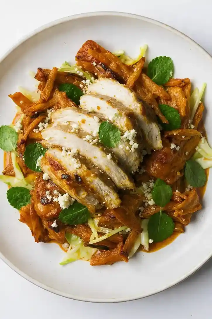 Smoky Paprika Pulled Chicken with Feta and Mint Slaw