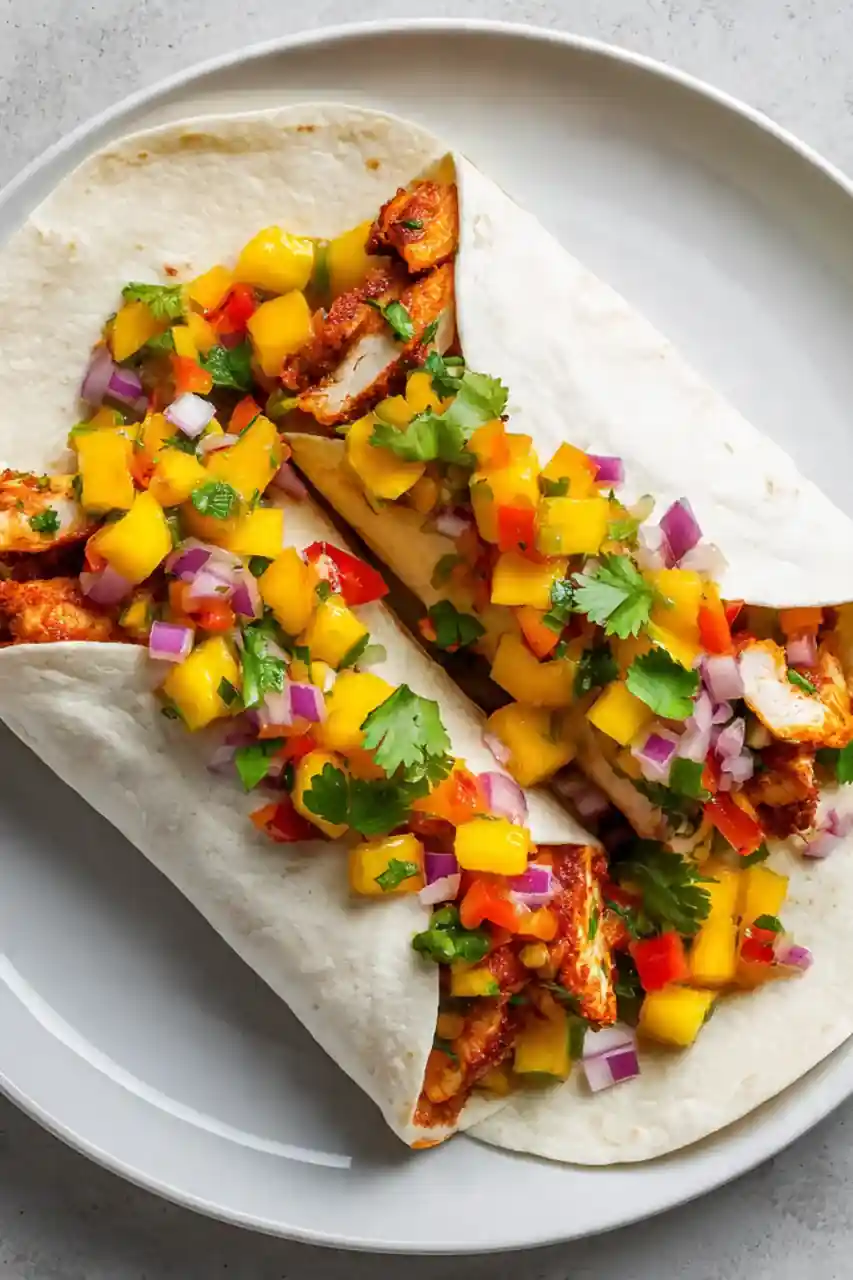 Spicy Buffalo Chicken Wraps with Mango Salsa