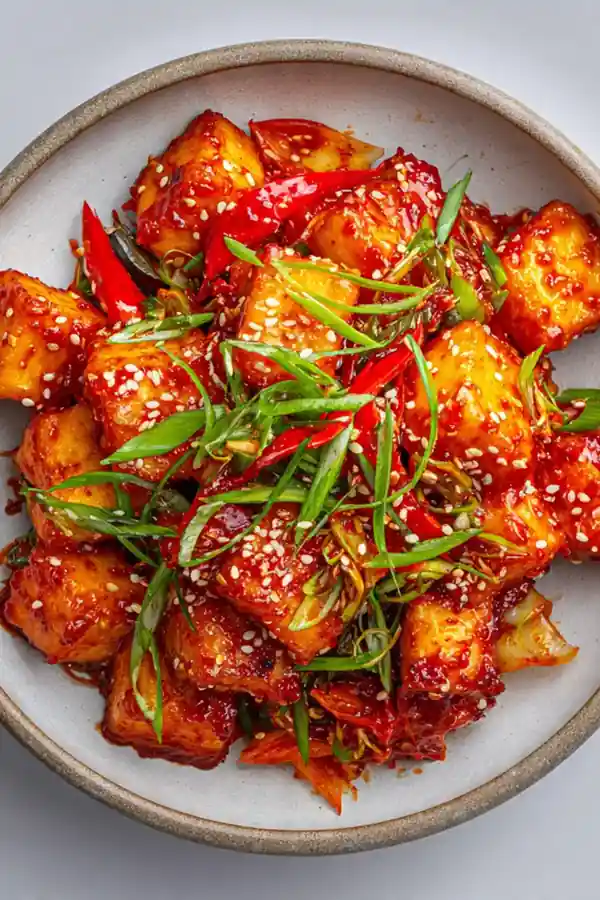 Spicy Kimchi Sweet Chili Tofu Bowl
