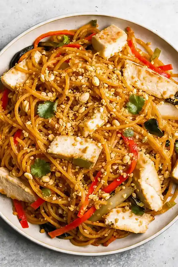 Spicy Peanut Chicken Noodle Salad