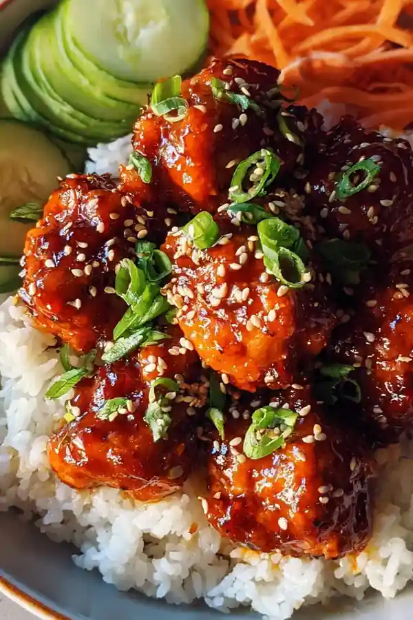 Spicy Sriracha Honey Sesame Chicken Bowl