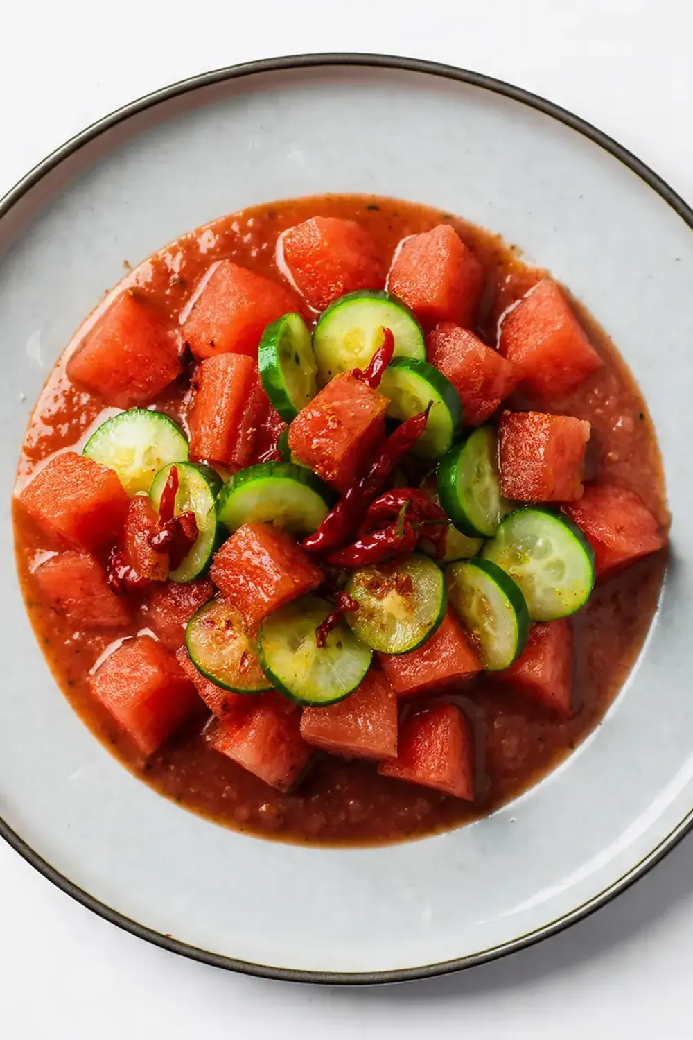 Spicy Watermelon Cucumber Gazpacho