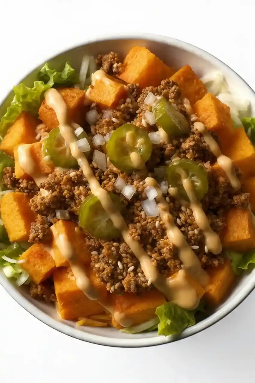Sweet Potato Base Big Mac Bowl