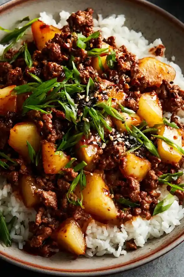 Sweet Soy and Pear Ground Beef Bowl