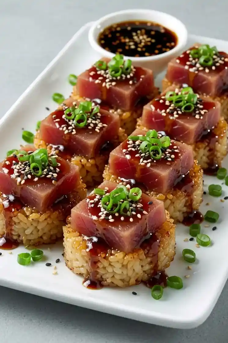 Teriyaki Glazed Tuna Rice Bites