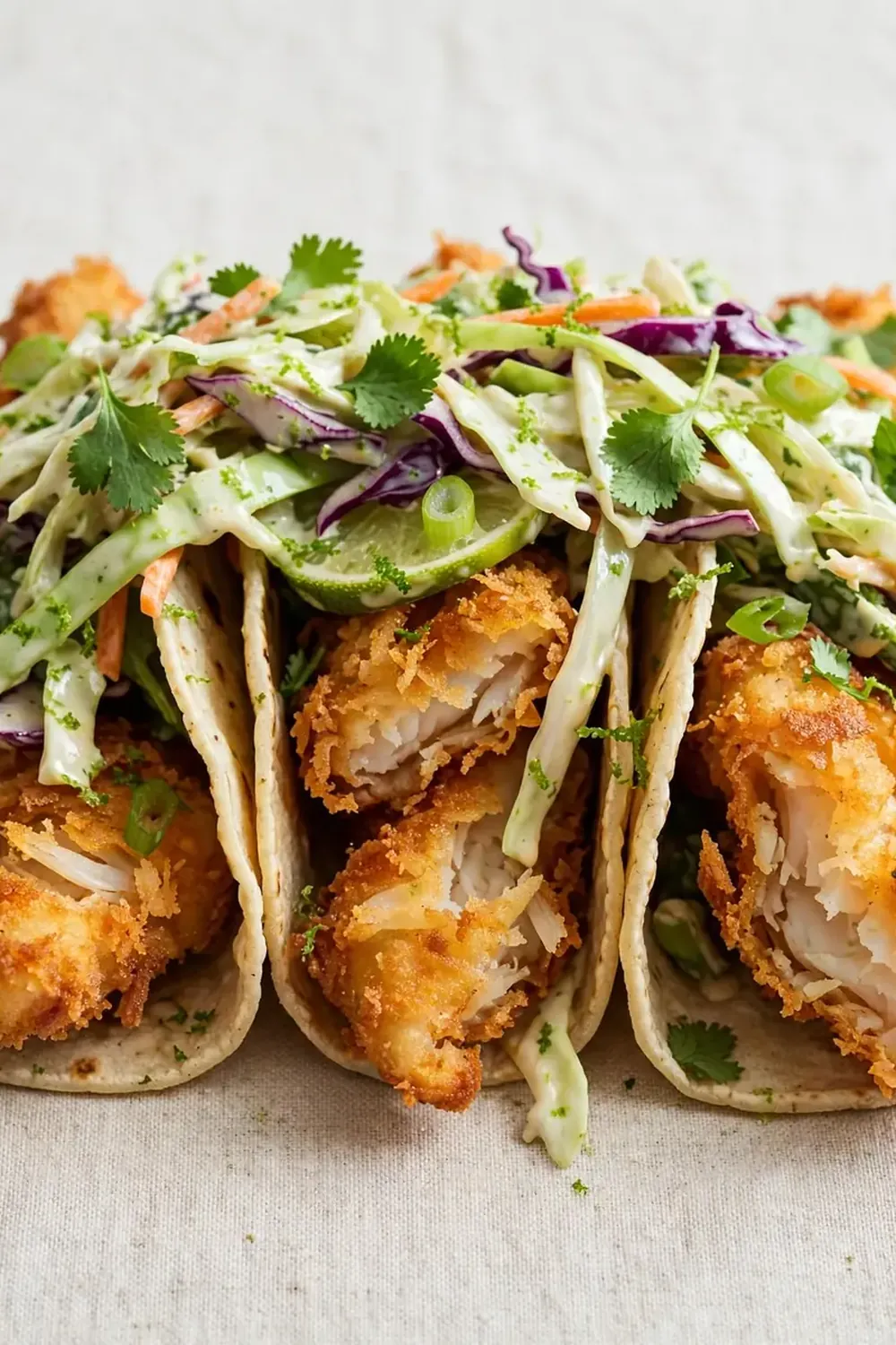 Crispy Fish Tacos with Lime Slaw
