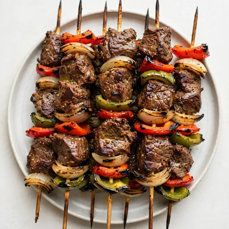 Grilled Beef Kebabs With Peppers And Onions