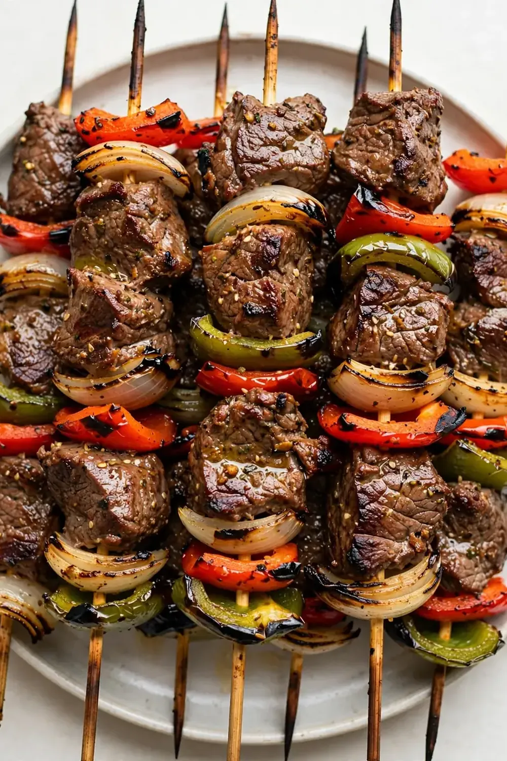 Grilled Beef Kebabs with Peppers and Onions