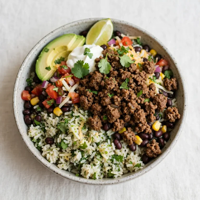 Ground Beef Taco Bowls With Cilantro Lime Rice