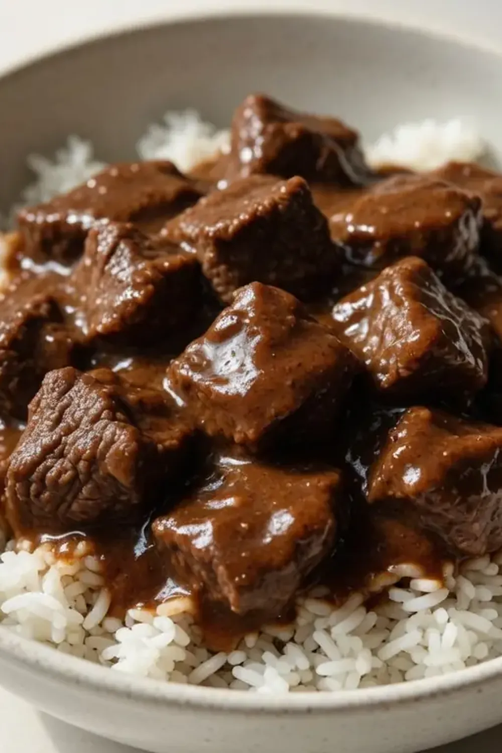 Slow Cooker Beef Tips and Gravy over Rice