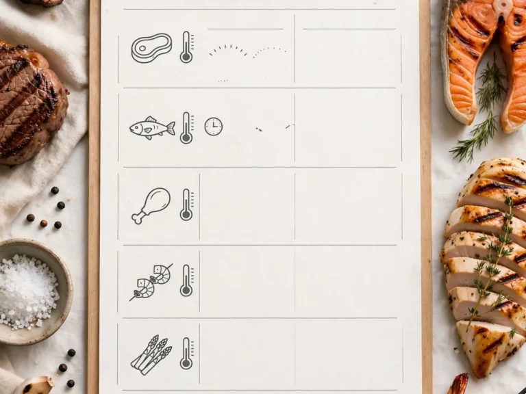 Grilling Times and Temperatures Cheat Sheet
